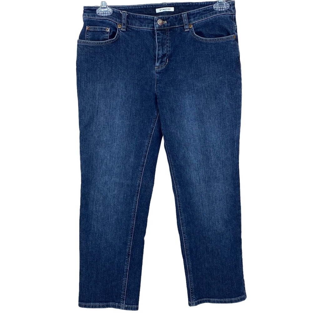 Jones New York Mid Rise Cropped Ankle 5 Pocket Jeans Medium Wash Stretch Jeans 6